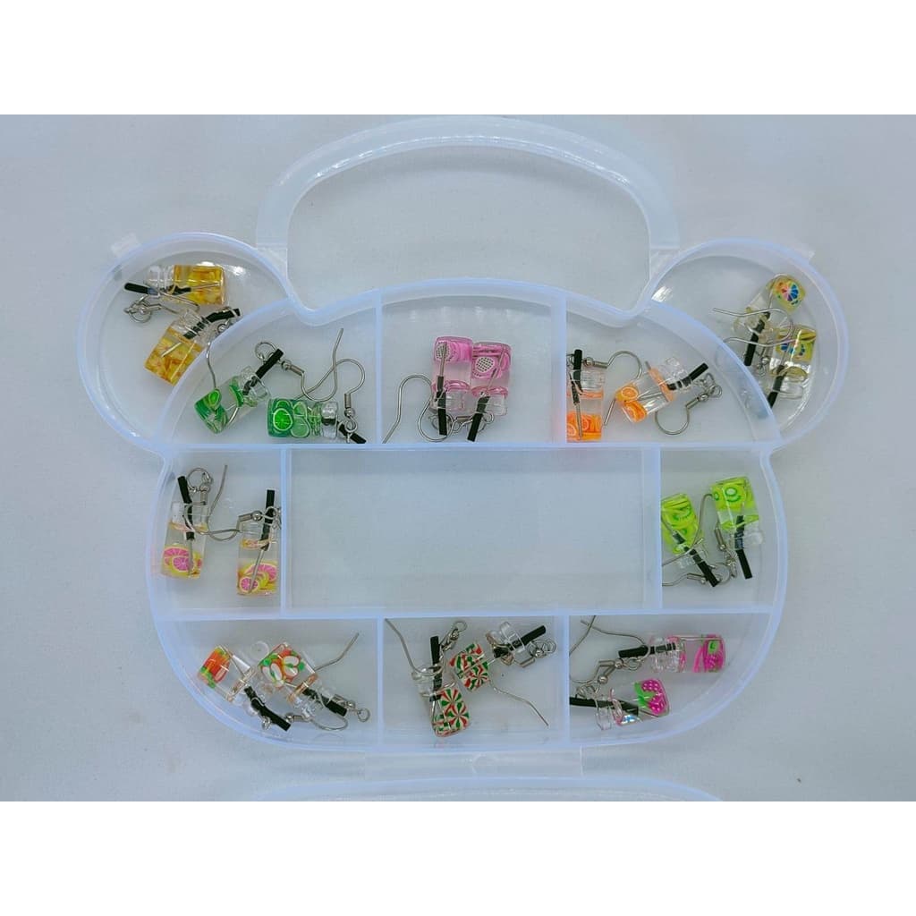 PROMOÇÃO!!! Kit 10 Lindos Brincos Divertidos! Brincos de Frutas ! Brinco de Fruta Diversas Cores!!! + Porta Jóias !