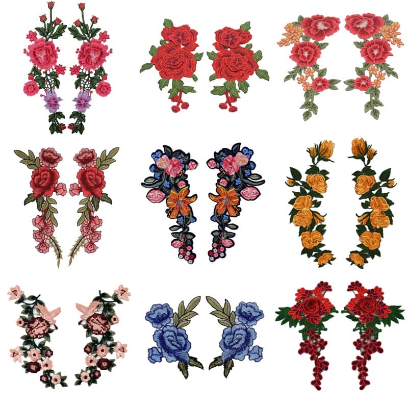 2 Pc/Set Bordado Rosa Flor Remendo Apliques diy Artesanato Para Jeans Chapéu Saco Roupas Acessórios Emblemas Costurar