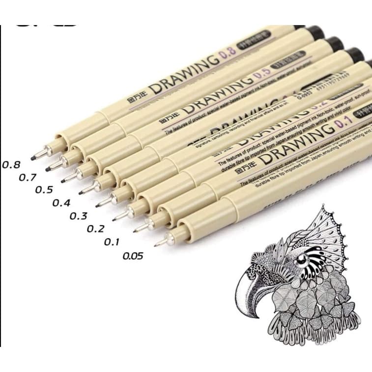 Canetas de ponta fina preta da china para arte, estofamento, caneta de emboque para canetas de manga