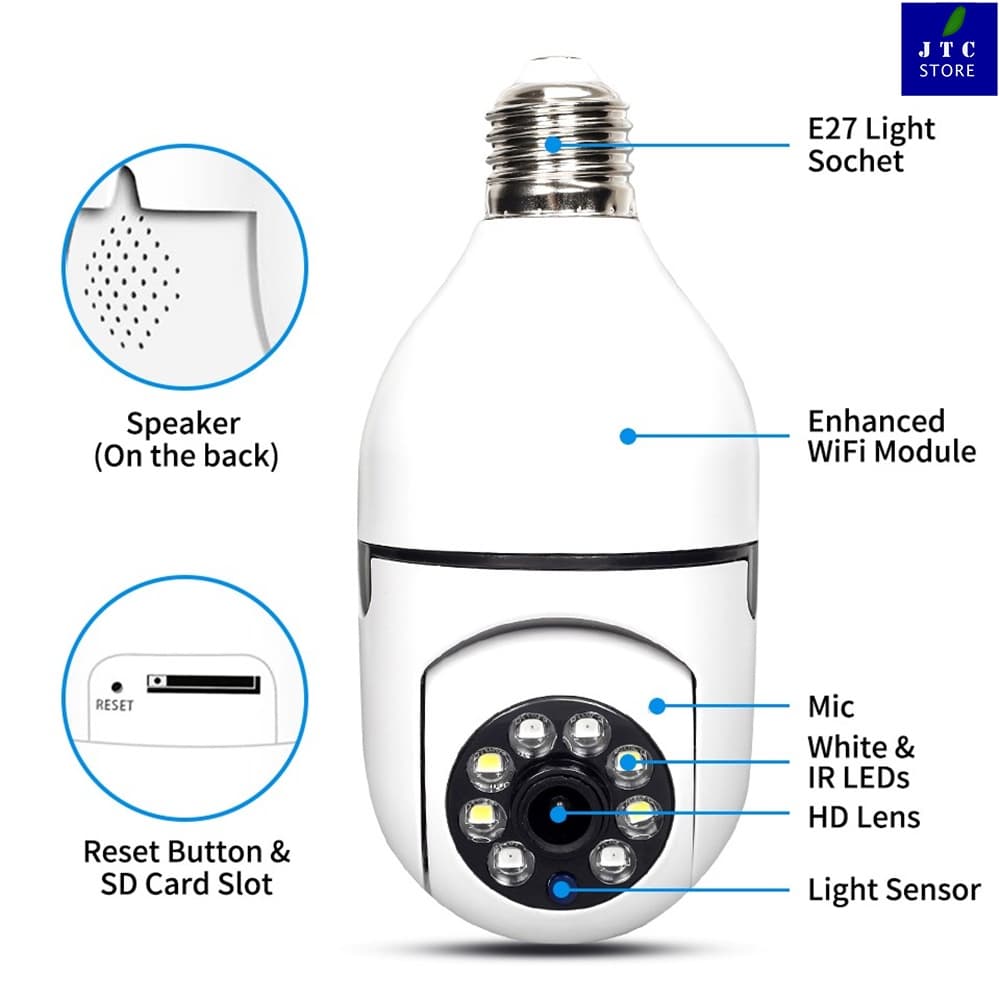 Lampada Camera de segurança YOUSEE wifi espia 360 visão noturna