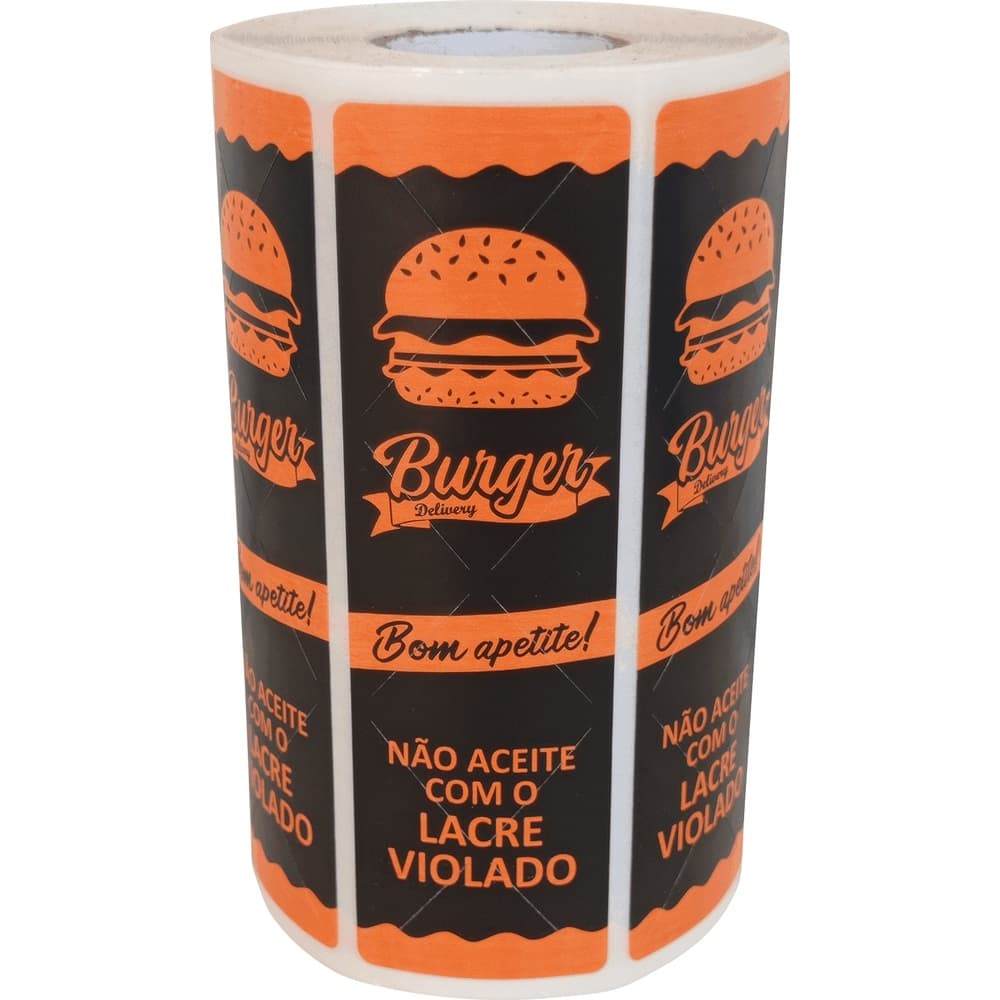 LACRE SEGURANÇA DELIVERY HAMBURGUER, 1.000 LACRES 10X3 Cm, OBA MEU PEDIDO CHEGOU, IFOOD, 99 FOOD, UBER EATS ...