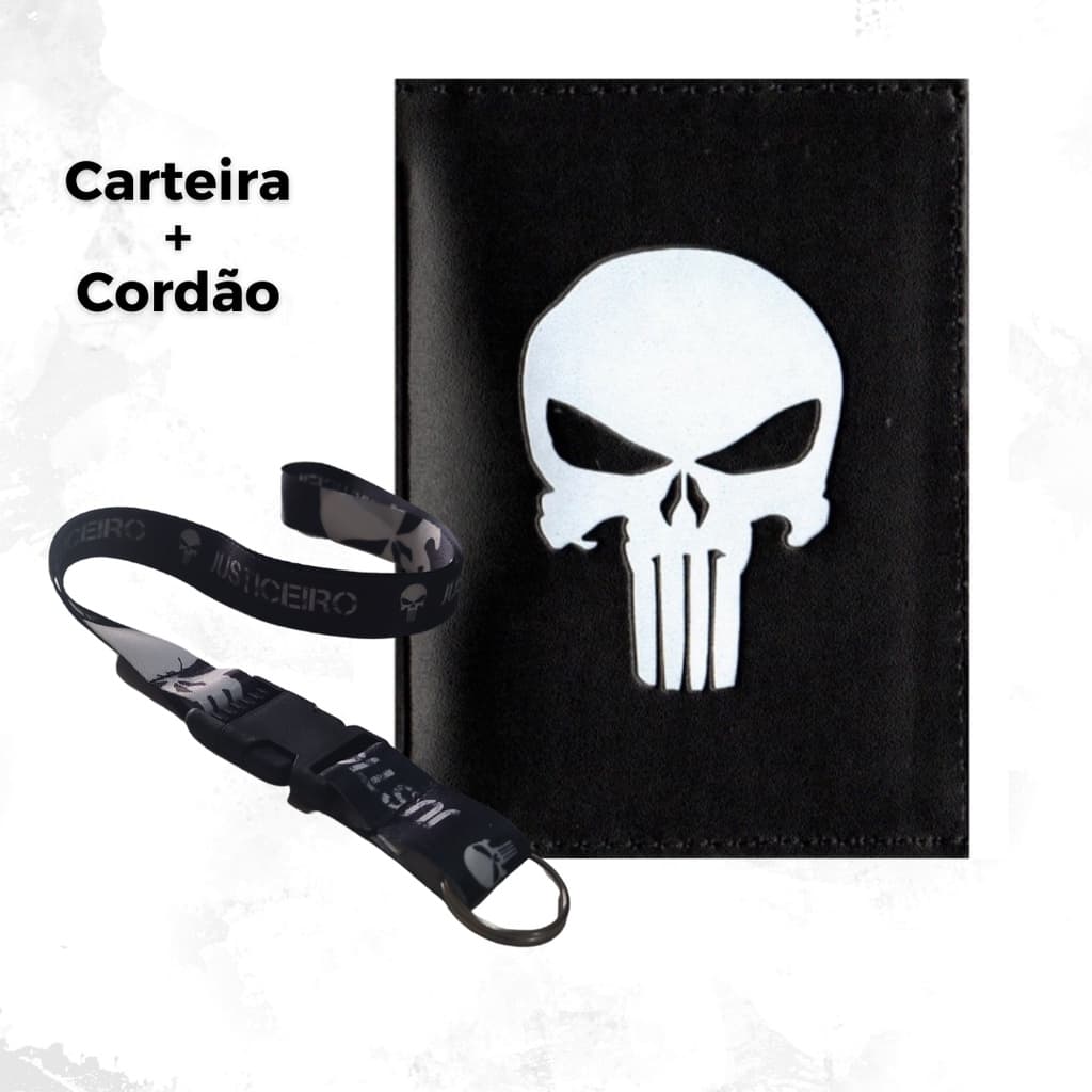 Kit Carteira Porta Documento  + Cordão Pescoço Moto Fecho Engate Rápido
