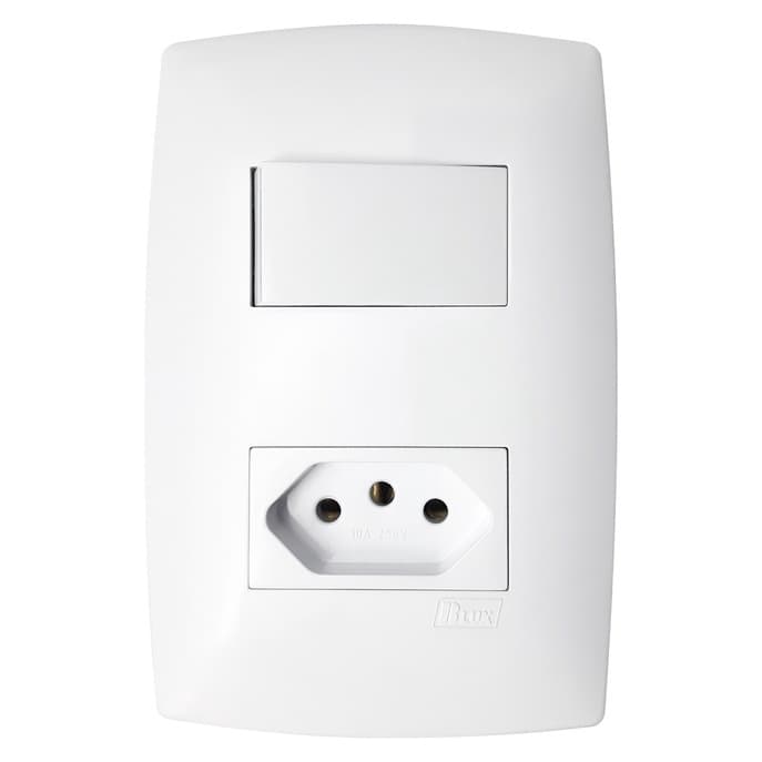 Conjunto Tomada 20A + Interruptor Simples - Blux Linha Home