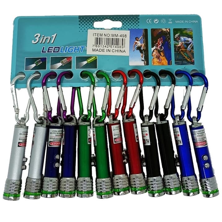 Kit C/ 12 Unidades Laser Chaveiro Lanterna