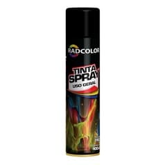 Tinta Spray Preto Brilhante Uso Geral Automotivo 400ml Radnaq 0460