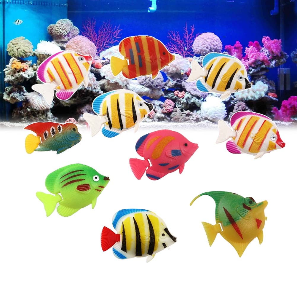 5/10Pcs Plástico Pequenos Peixes Tropicais Falsos Simulados Decoração De Paisagem Vívida Artificiais Flutuantes