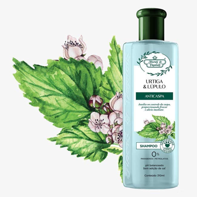 Shampoo Flores E Vegetais Anticaspa Urtiga E Lúpulo 310ml