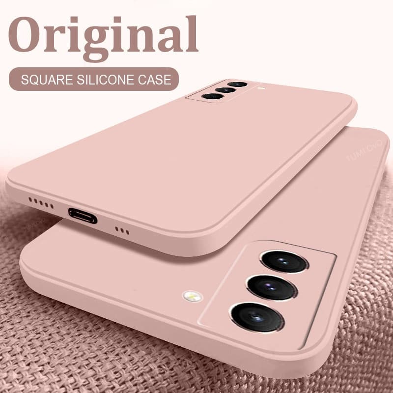 Capa Quadrada De Silicone Líquido Para Samsung Galaxy S21 FE S22 Ultra S21 Plus S22+ S21+ 5G S20 FE Anti-Impacto Celular