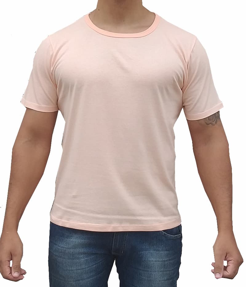 1 (uma) Camisa Salmão Manga Curta Homem Camiseta Salmon Top