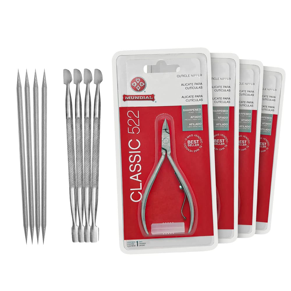 Alicates Mundial 522 Classic Espátulas e Palitos Kit 4un de Cada para Revenda