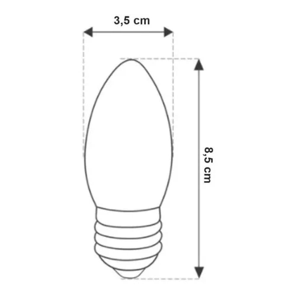 Lâmpada Vela Led E27  1w Branca Quente Ctb