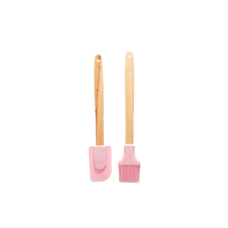 Espátula Pão Duro e Pincel Culinário Silicone Com Bambu