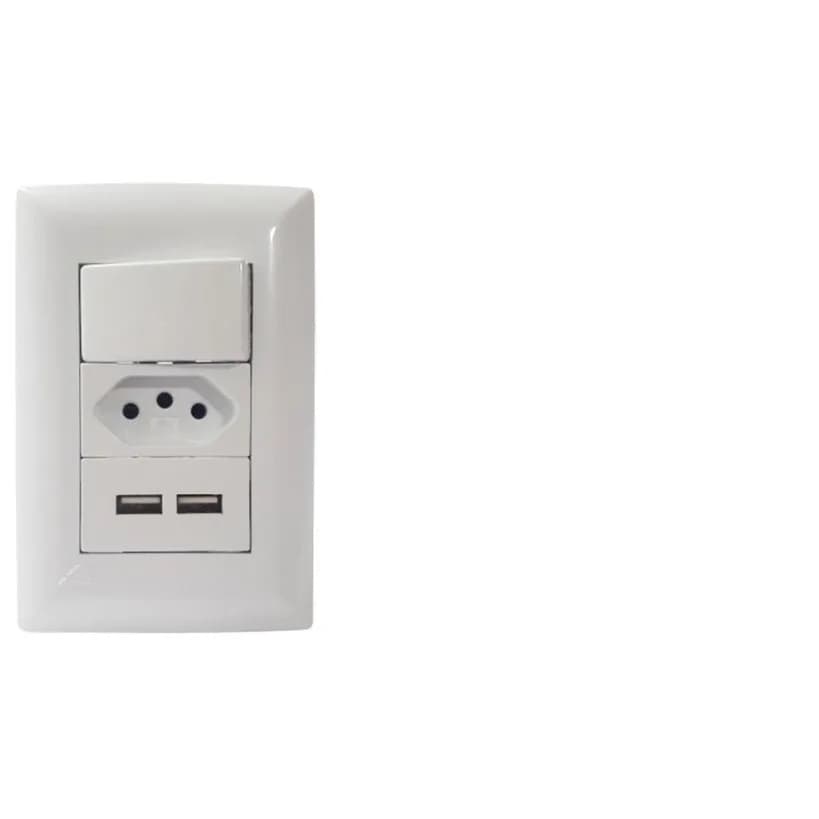 Tomada Interruptor C/ 2 Portas Usb 10a 5v 2100mah Carregador