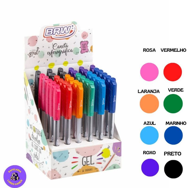 Caneta Em Gel 1.0mm Brw / Caneta Colorida / Papelaria / Caneta De Gel / Material Escolar / Kit Caneta Gel