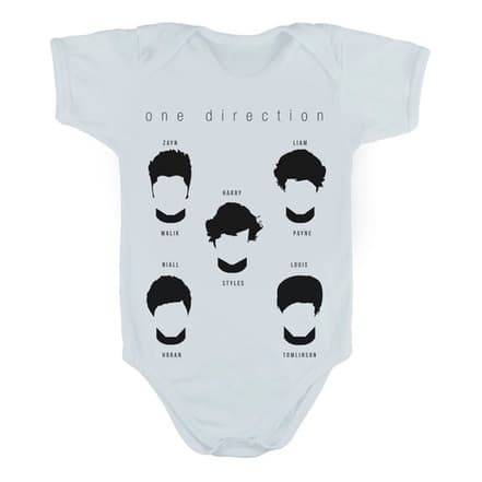 Body Manga Curta Bebê Bodie One Direction Cabeças