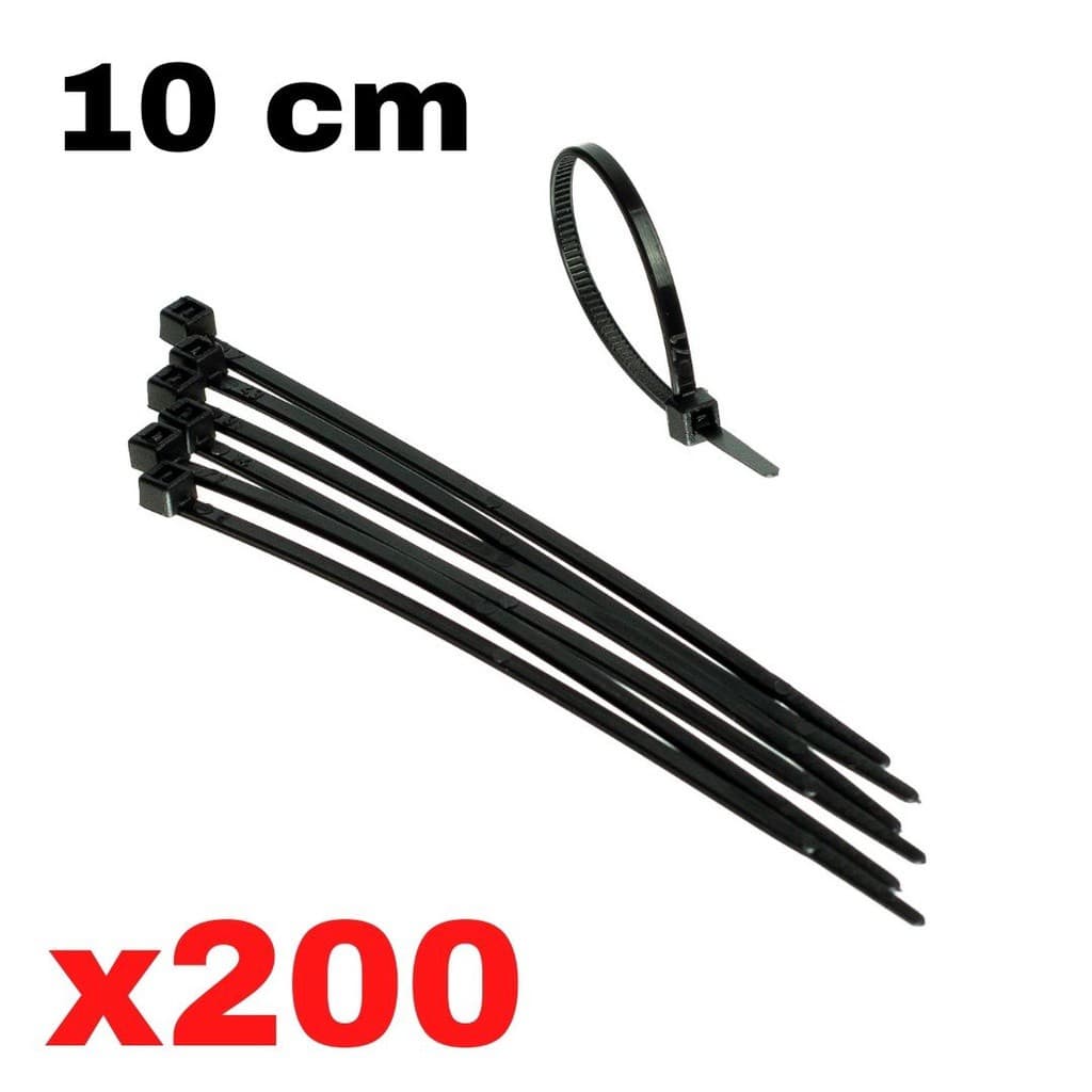 Cinta Plastica 10 Cm Abraçadeira Nylon Preta 1,0 X 2,5 X 100 Mm 200 Unidades Presilha Plastica Fita Nilon