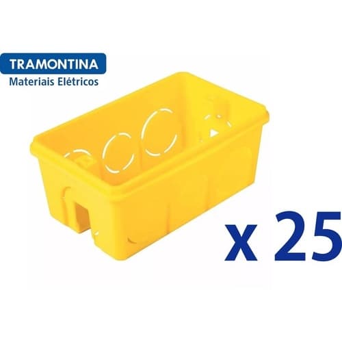 Caixinha de Luz PVC embutir 4x2 Retangular Amarela Tramontina 25 unidades