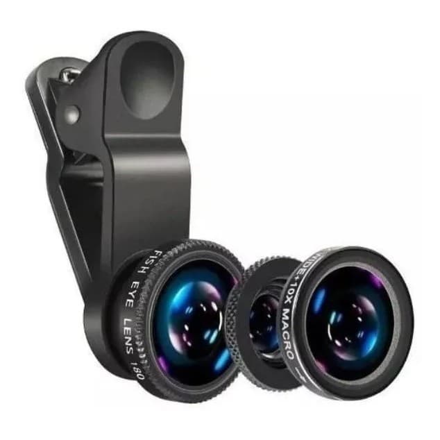 Kit Lente 3 Em 1 Universal Macro Wide Fish Eye Olho De Peixe Clip De Fotos Celular