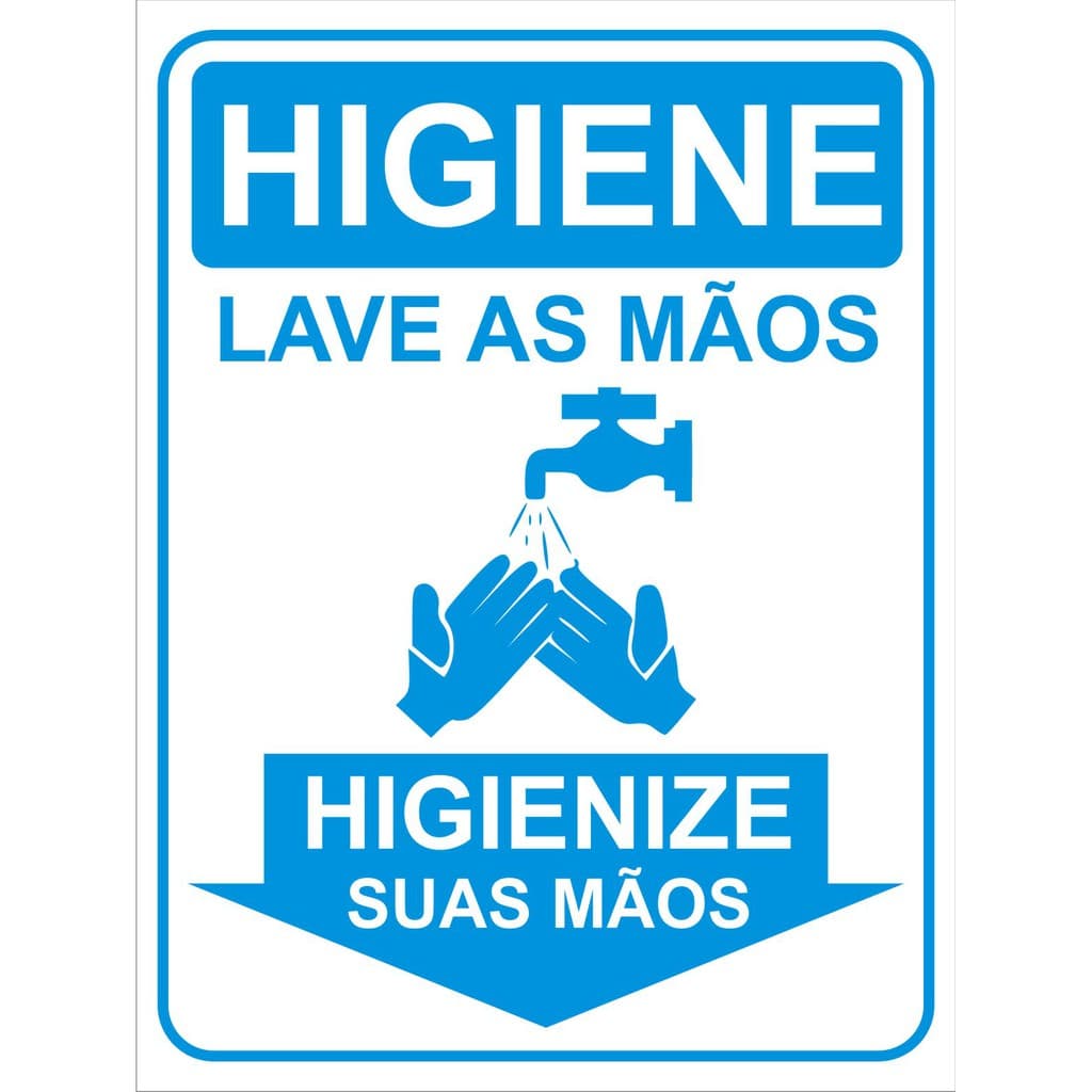 Placas Informativas Higienização - Lave as Mãos