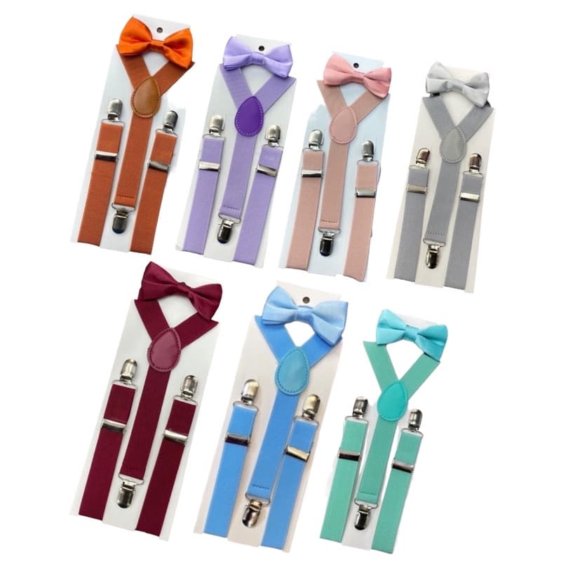 Kit Infantil Suspensório e Gravata Borboleta Para Pajem de Casamento - Diversas Cores