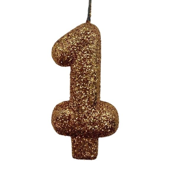 Velas Super Max De Aniversário Rose Gold - Números + Glitter -  1 Uni