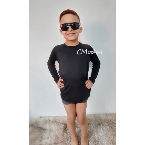 KIT COM 2 Blusa Infantil Esportiva proteção solar / Segunda Pele / Calor ou Frio de Manga Longa