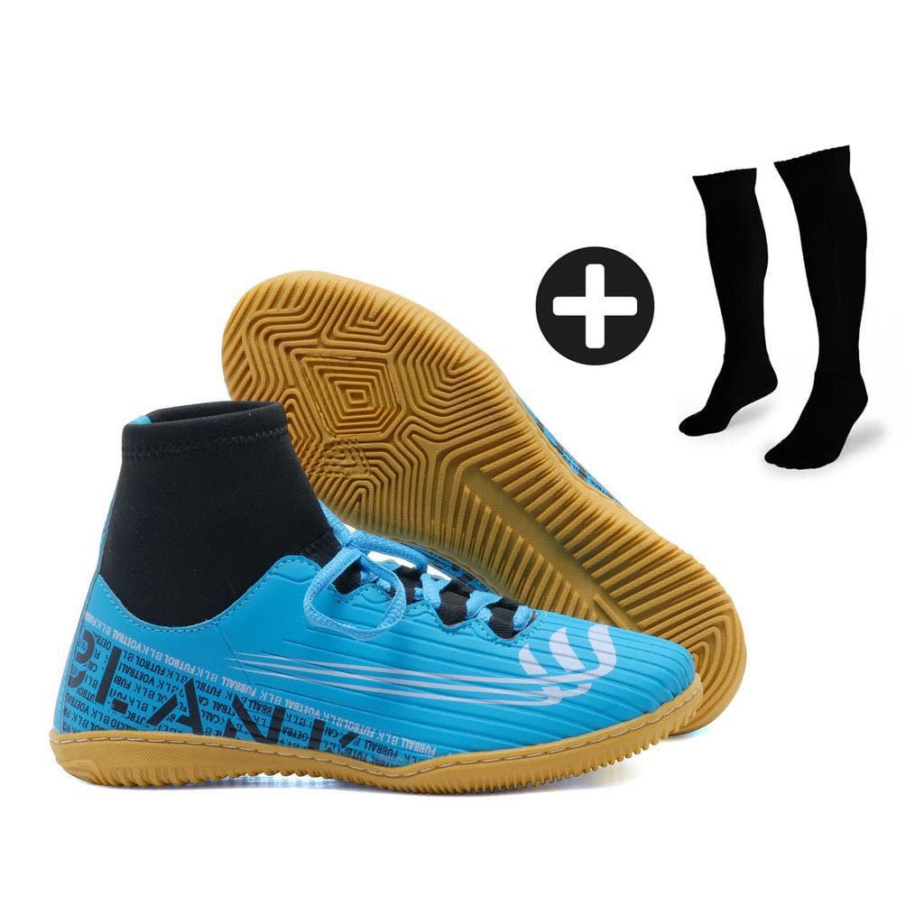 Tênis Futsal Cano Alto Chuteira Quadra Botinha com Solado Costurado e Meião Original 34 ao 45