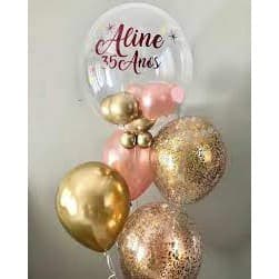 Adesivo BOBBLE com seu NOME + IDADE para Balão transparente BOBO Bexiga Festa Aniversario ou eventos (SOMENTE O ADESIVO)