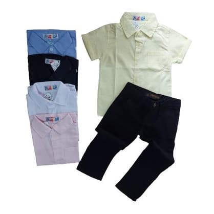 Roupa Infantil Social Festa  Menino Conjunto Calça Sarja + Camisa MM 01-08 Casamento