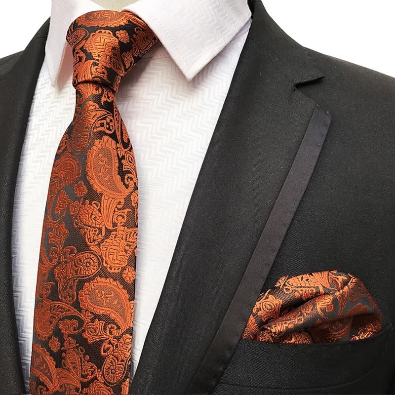 Gravata De Seda Marrom/Jacquard/Paisley/Gravatas Para Homens/Lenço