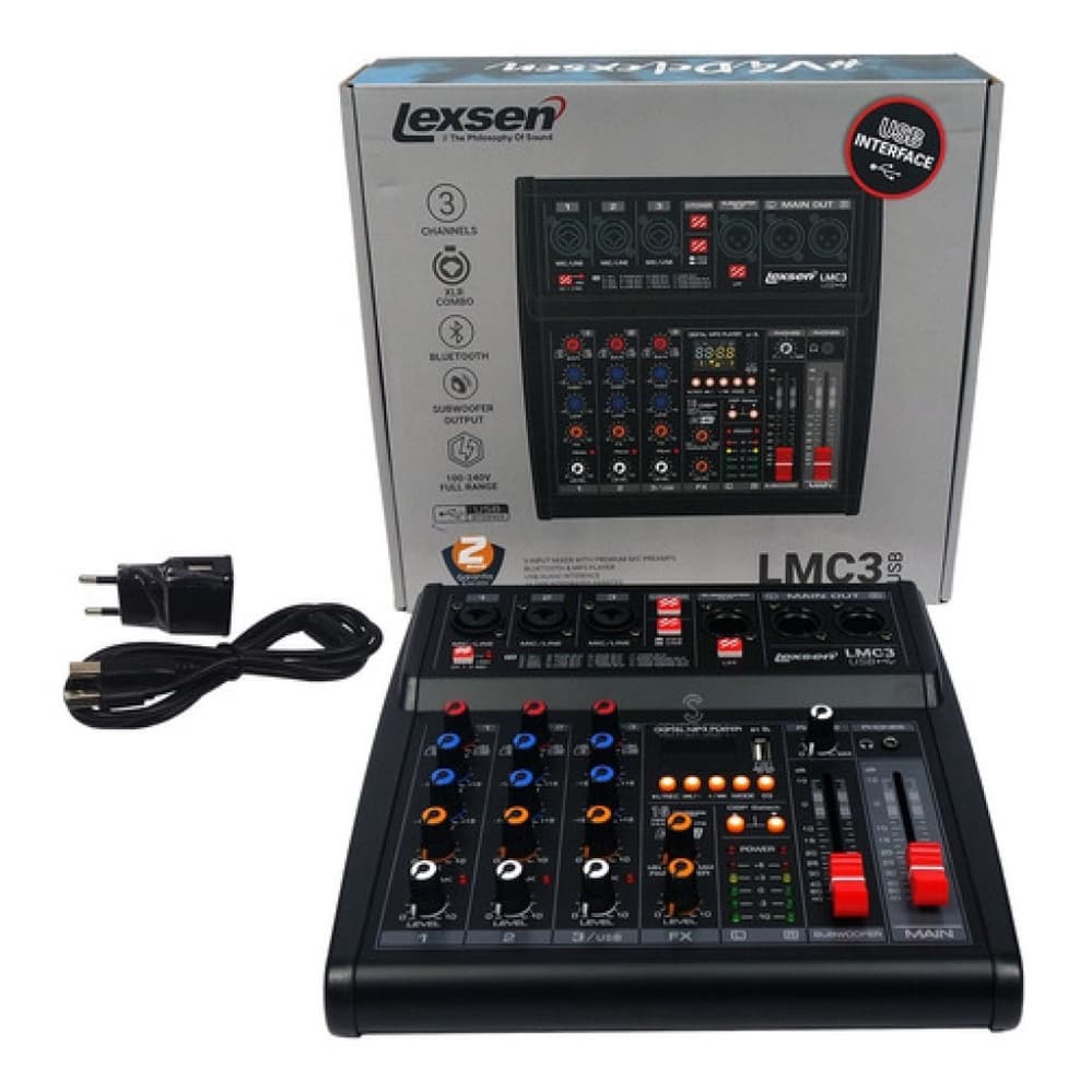 Mesa De Som 3 Canais Lmc3 Lexsen Interface Bt/usb/48gravação