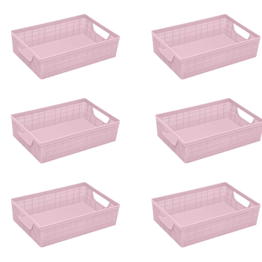 Kit 6 Rosa Cesta Caixa Organizadora de Objetos Organizador de maquiagem organizador multiuso Rosa