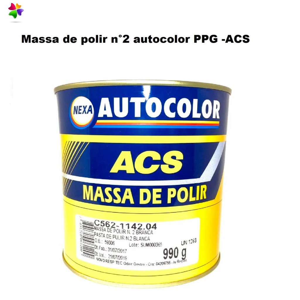 Massa De Polir N°2 Autocolor Automotiva Acs Ppg 990g