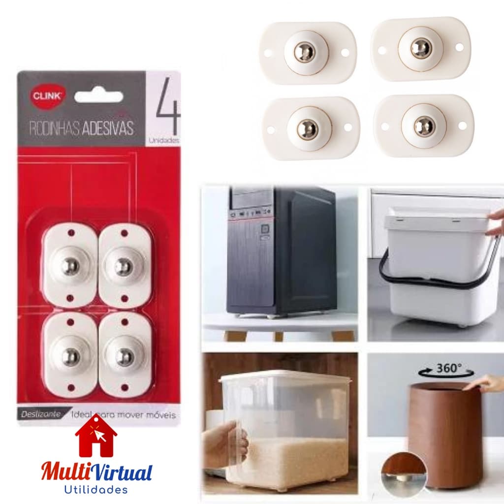 Kit 4 rodinhas adesivas multiuso móveis em geral ENVIO IMEDIATO