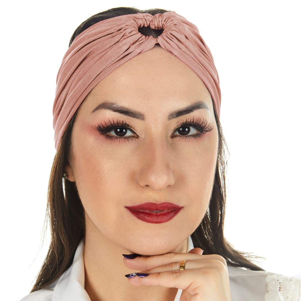 Faixa de Cabelo Feminina Turbante 2 em 1 Rose Nude Dentista Esteticista Salão de Beleza