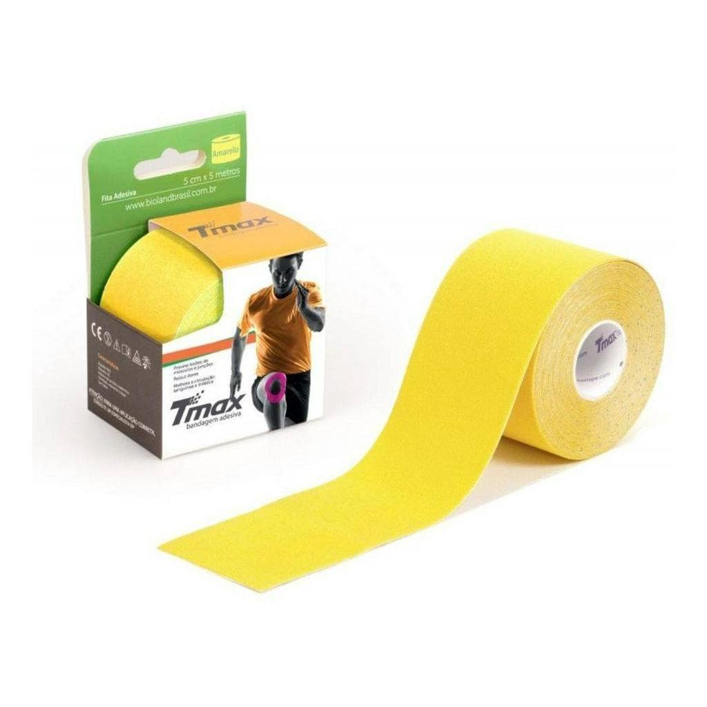 Kinésio Tmax Amarelo Bandagem Elástica Terapêutica 5cm X 5m