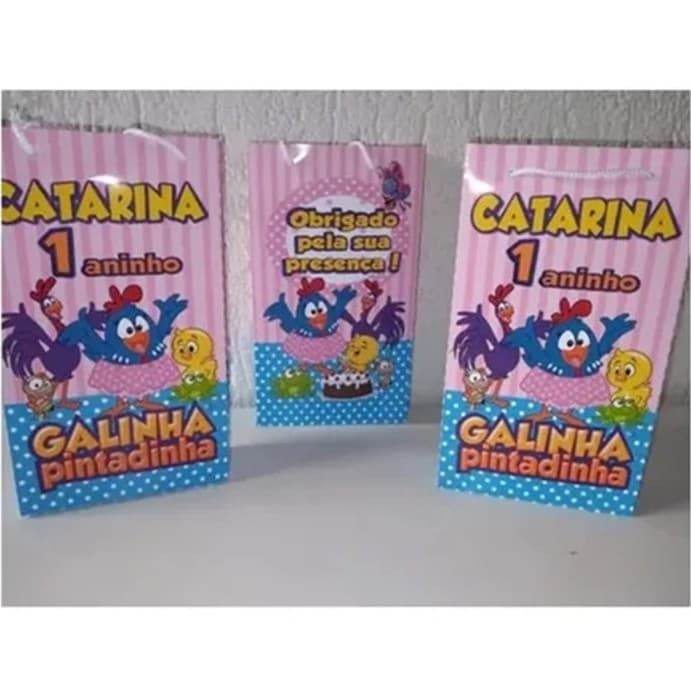 20 Sacolinhas Personalizadas Galinha Pintadinha
