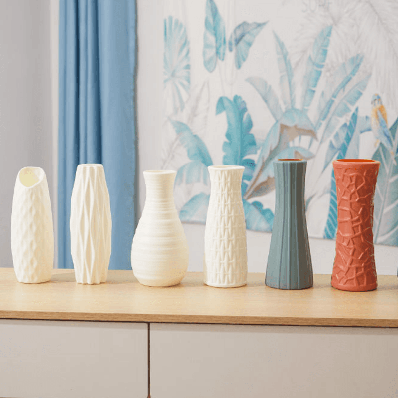 Vaso Plástico Artificial Vaso Plástico Diamante Imitação Vaso Cerâmico Arranjo de Flores Decoração de Casa