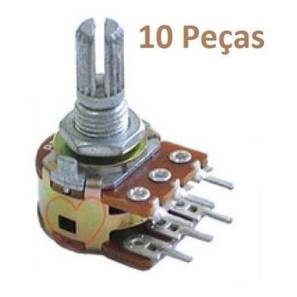 10 Peças - Potenciômetro Linear Duplo 50k L15