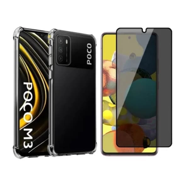 Kit Capa Anti-Impacto + Película 3D Privacidade P/ Poco M3 PRO