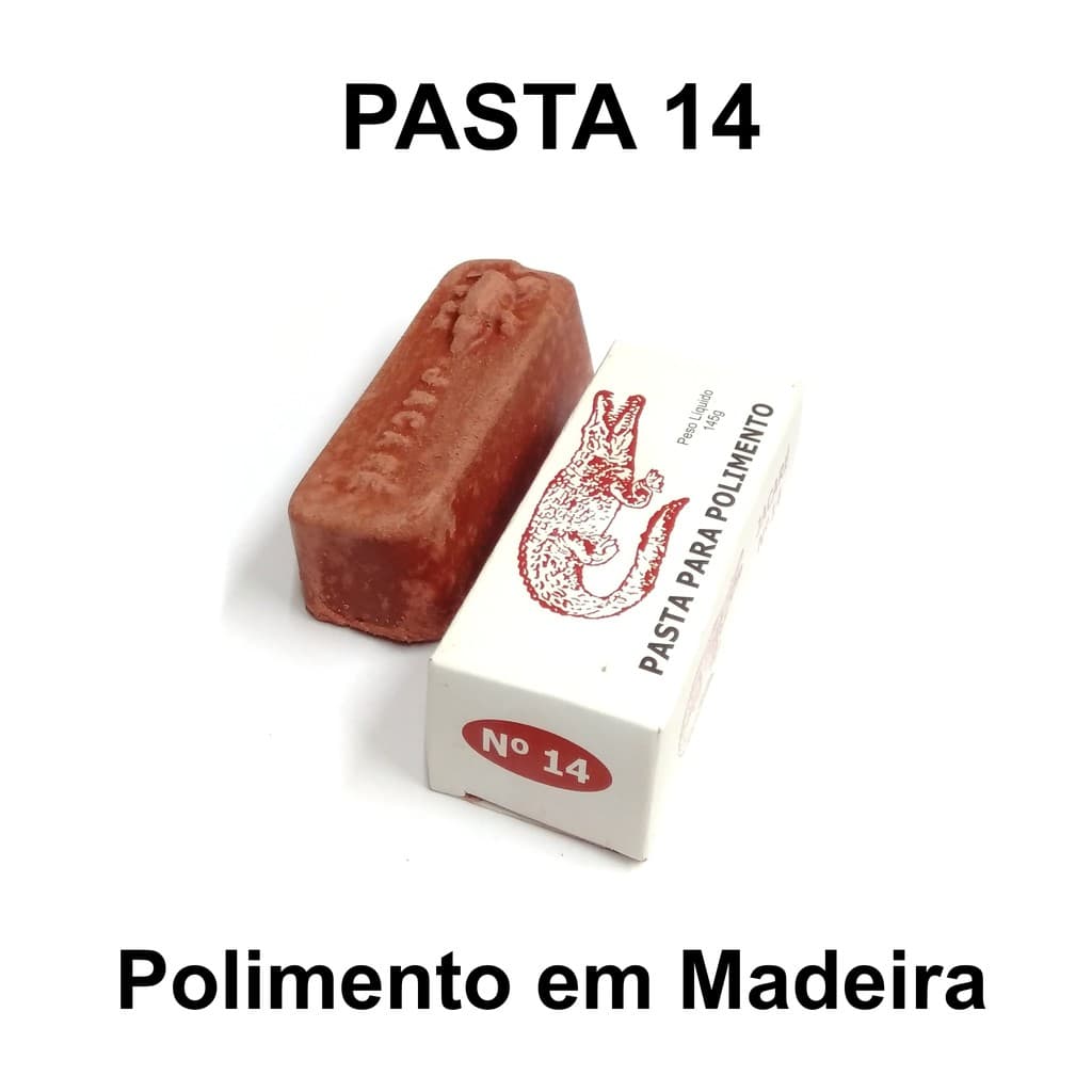 Pasta 14 Polimento Em Madeira 145g Original Jacaré Ourives Massa puxa brilho em metais