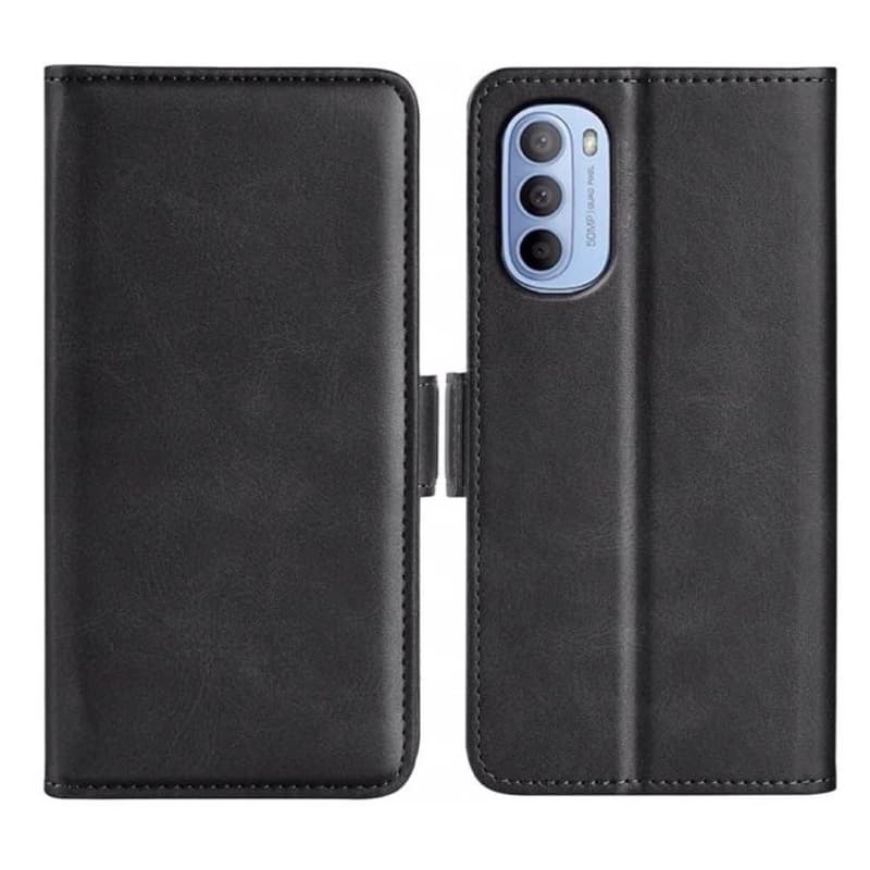 Capa Capinha Carteira Preta + Película 3D Para Moto G52