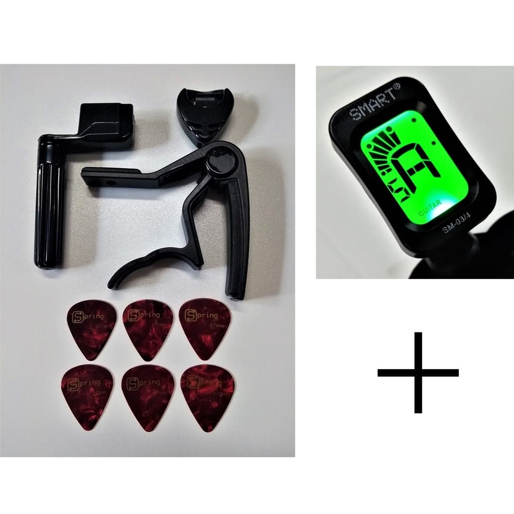 Afinador Digital + Capotraste + 6 Palhetas 0,71mm + 1 Porta Palhetas Adesivo + 1 Encordoador P/ Violão Guitarra Ukulele