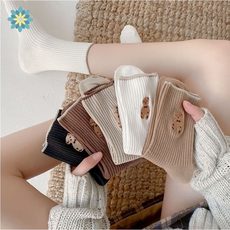 Meias Multicoloridas De Gola Alta Com Lindos designs Coreanos Para Mulheres YR YUE
