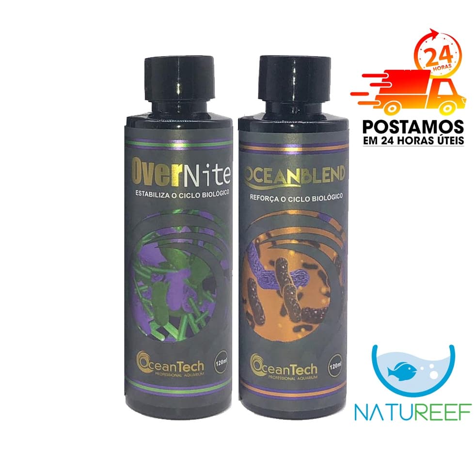 Acelerador Biológico Ocean Blend (120ml) + Condicionador de água Over Nite (120ml) - Ocean Tech