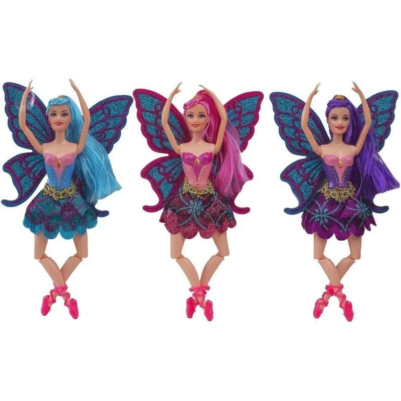 Boneca Fada Estilo Bailarina Com Asas + Pente