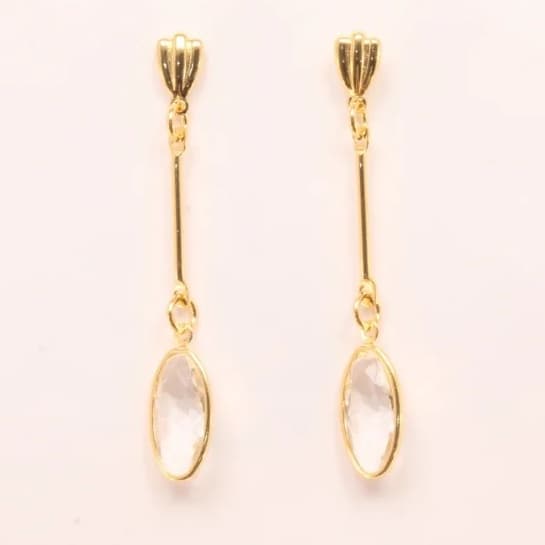 Brinco Banhado a Ouro18K Modelo Oval Cristal