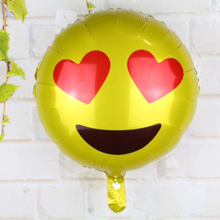 Kit 5 Balão Metalizado Dourado Prata Metálico Coração ou Emoji 45cm FLUTUA