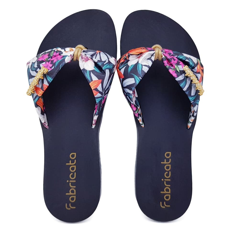 Chinelo Sandália Feminina Laço Pano Tecido Estampado Rasteira Rasteirinha Top Floral Revenda K112
