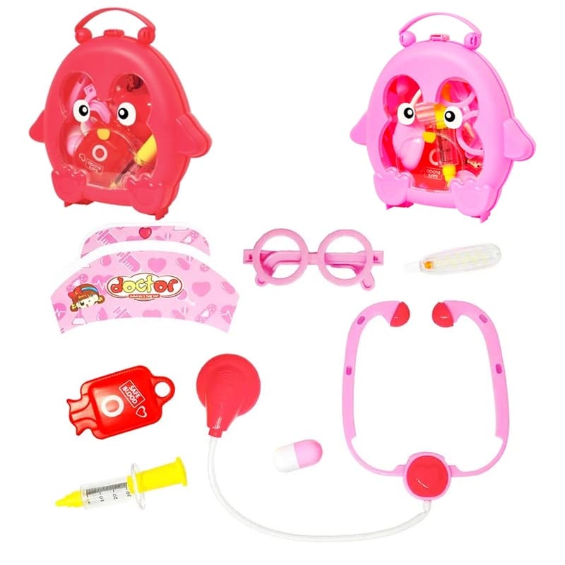 Kit Maleta Caixa Doutor Pinguin Infantil 7 Peças Dm Toys Dia Das Crianças